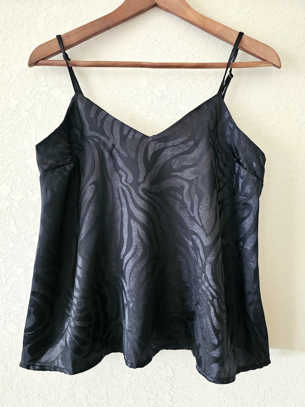 Japna Black Satin Zebra-Print Camisole